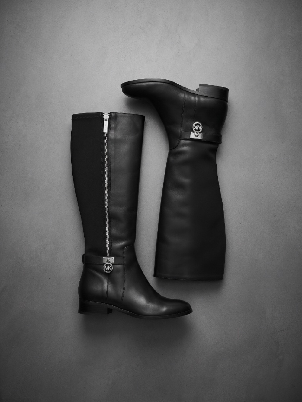 MICHAEL Michael Kors Hamilton Black Leather Tall Riding Boots - 7.5M